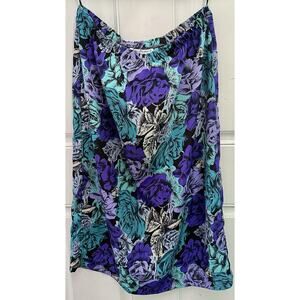 Vintage 80s John Richard California Satin Floral Midi Skirt 12 Whimsigoth Grunge